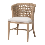 bali & pari Vellon Woven Seagrass and White Wash Mahogany Wood Dining Chair